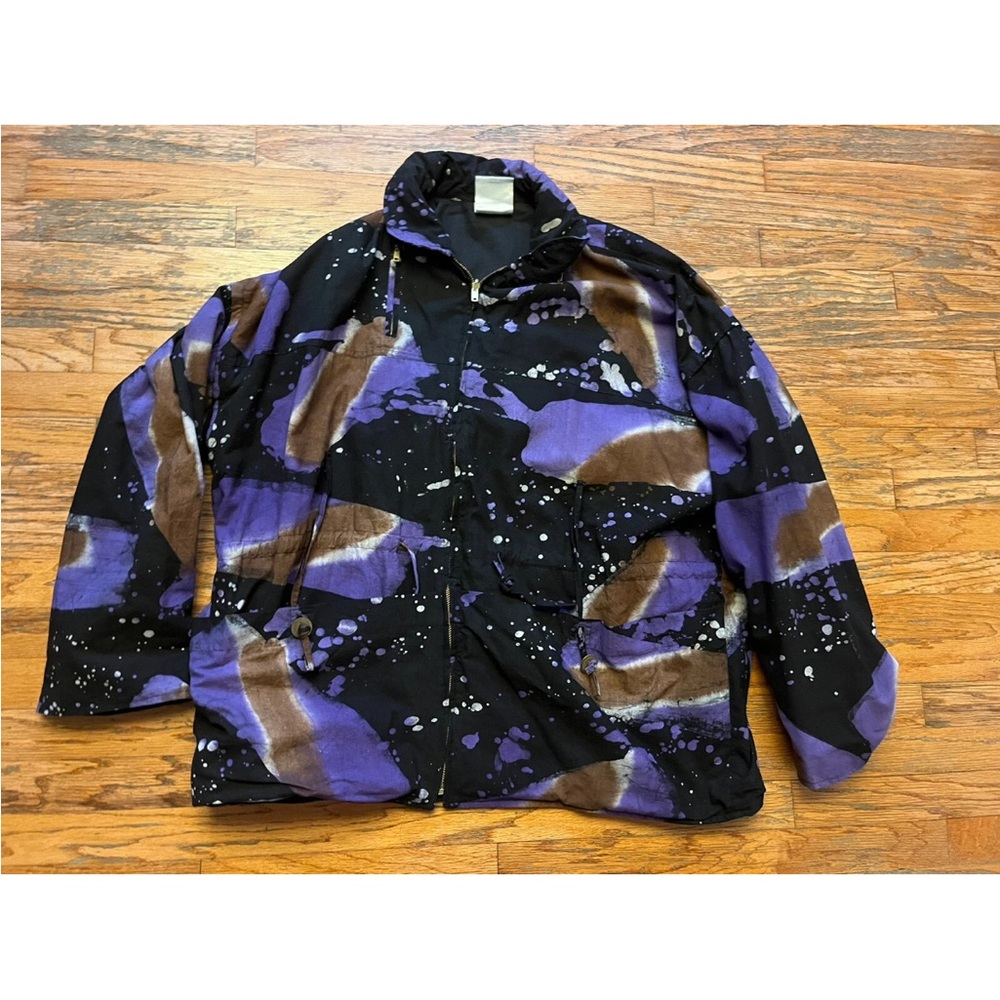 Kaliyana Artwear Reversible Anorak Jacket Oversized Purple Print Sz M/L
